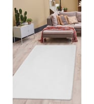 Dijidekor Peluş Halı Beyaz Cool Düz Desenli Yıkanabilir Post Yolluk Kilim Salon Halısı Modelleri