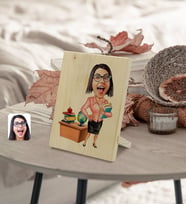 BK Gift Kişiye Özel Kadın Öğretmen Karikatürlü Dekoratif Ahşap Çerçeve Model 5