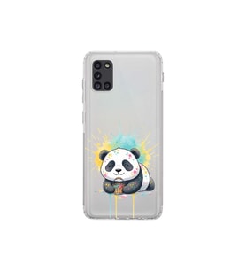 Samsung Galaxy A31 ile Uyumlu Splash Panda Tasarımlı Şeffaf Silikon Kılıf