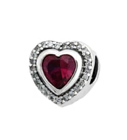 Işıltılı Bordo Kalp Charm  925 Ayar Gümüş