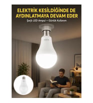 Mey İthalat® Acil Durumlar İçin Şarjlı LED Ampul 6400K Soğuk Beyaz 30 Watt Yeni Nesil