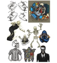 İskelet Kuru Kafa Sticker Set-2 15 Parça Telefon, Tablet, Defter, Laptop Sticker