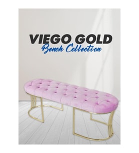 Viego Gold Pembe Puf Chester Model Yatak Ucu Bench Puf