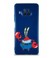 Xiaomi Mi 10T Lite Soft Premier Kapak Bay Yengeç Tasarımlı Silikon Kılıf - Lacivert (Şeffaf)