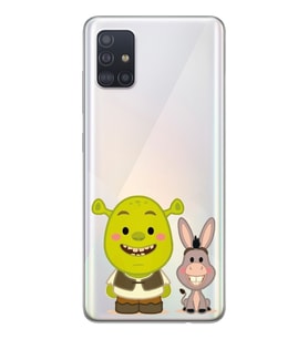 Samsung Galaxy A71 Uyumlu Shrek ve Eşek Tasarımlı Şeffaf Telefon Kılıfı