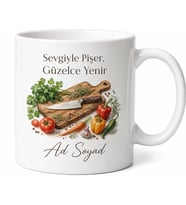 Kesme Tahtası Temalı Baskılı Kupa Bardak Hediye Aşçıya Özel Tasarım