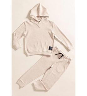 2'li Kapişonlu Taş Waffle Sweat Jogger Alt Üst Takım