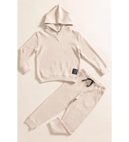 2'li Kapişonlu Taş Waffle Sweat Jogger Alt Üst Takım