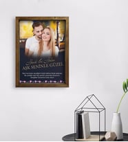 BK Gift Kişiye Özel Fotoğraflı Mesajlı Doğal Masif Ahşap Çerçeveli Tablo 45x65cm-1