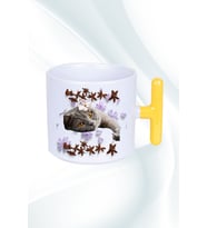 Sevimli Kedi Baskılı T Saplı Kupa Bardak Porselen Çay Kahve Fincanı