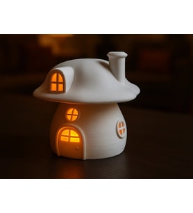 Northcity 3D Baskı Mantar Ev Tealight Mumluk Bacalı Pencereli Dekoratif Gece Lambası Çocuk Odası Süsü Beyaz
