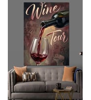 Wine Tour Klasik Şarap Dökümü Dekoratif Kanvas - Mdf Ahşap Tablo