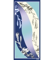 Çiçekli Desen Pavia Seri Şal Eşarp Askısı ile Birlikte 90X200 cm Lacivert Mavi-9