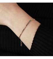 Rainbow Zirkon Taşlı Rose Gold Kaplama Gümüş Su Yolu Bileklik