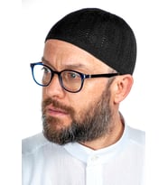 Safir İnce Örme Dantel Namaz Takkesi Beyaz 1 Adet (Siyah)