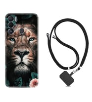 Tecno Pova Neo Kılıf Resimli Boyun Askılı İpli Desenli Silikon Leon Flowers 1333