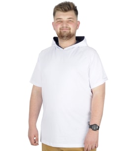 Mode XL Büyük Beden T-Shirt Kapşonlu Barcode 22178 Beyaz