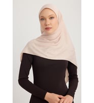 Wafa A0622 Mat Saten Pano Jakarlı Eşarp 100x100cm - Bej
