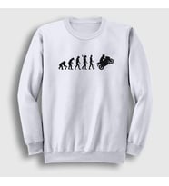 Presmono Unisex Beyaz Evolution Evrim Motorsiklet Yarış Motoru Sweatshirt 442030tt (Beyaz)