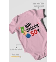 Bir Öpücük 50TL Kısa Kollu Bebek Body %100 Pamuk