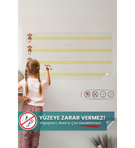 Yeni Müfredata Uygun Kılavuz Çizgili Yazı Tahtası, Yapışkansız Tutunan Sihirli Akıllı Kağıt Tahta