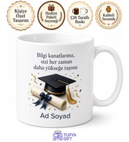 Mezuniyet Hediyesi Diploma Temalı Özel Tasarım Baskılı Porselen Kupa Bardak