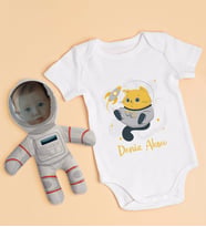 BK Kids Kişiye Özel Fotoğraflı Bebek Yastık ve Bebek Body Zıbın Hediye Seti - Model 46