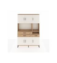 Arges Dolap 9 Raflı 3 Çekmeceli 6 Kapaklı 132x30x195 Çam-Aytaşı/Çam