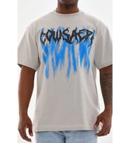 Erkek Baskılı T-Shirt Kısa Kol Bisiklet Yaka Rahat Kalıp Tişört - Gri