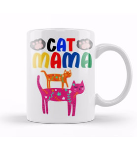 Cat Mama Funny Cat Lover Gifts For   Men Kids Kupa Bardak Porselen