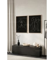 Minimalist Çizgi Sanatı 2'li Ahşap Çerçeveli Tablo Seti