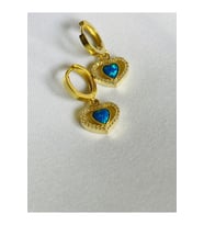 925 Ayar Gümüş Zirkon Taşlı Kalp Küpe (Gold)