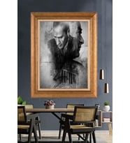 Altın Varaklı Çerçeveli Paspartulu Atatürk Tablo TR1315 (Gold)
