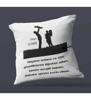 Kişiye Özel Babalar Günü Mesajlı Tasarımlı Saten Kare Yastık (Beyaz)