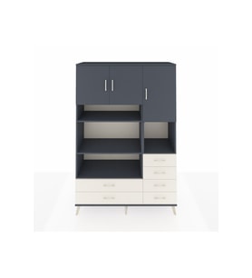 Hyperion Dolap 9 Raflı 6 Çekmeceli 3 Kapaklı 132x44x195 Antrasit-Antrasit/Aytaşı