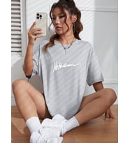 İmza Baskılı Tasarım Tshirt (Gri)