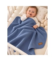 LunaSun Kids Bebek Fitilli Yumuşak Dokulu Battaniye İndigo – Mavi 85x95 cm