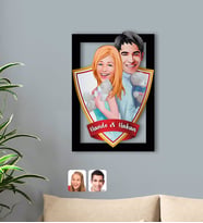 BK Gift Kişiye Özel İsimli Sevgililer Karikatürlü 3D Ahşap Tablo-87