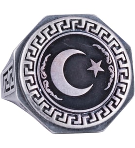 925 Ayar Gümüş Yüzük - Yunan Anahtar Desenli Erkek Yüzüğü - El Yapımı Yüzük