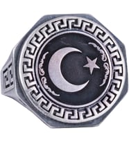 925 Ayar Gümüş Yüzük - Yunan Anahtar Desenli Erkek Yüzüğü - El Yapımı Yüzük