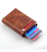 Ancora Leather Hakiki Deri Crazy Mekanizmalı Cüzdan Taba