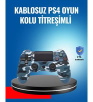 Bluetooth Kablosuz PS4 Gamepad Çift Motorlu Siyah Controller