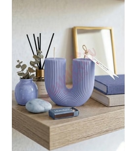 Mumelia Candles Antik Sütun - Doğal Soya Blok Dekoratif Mum - Mavi