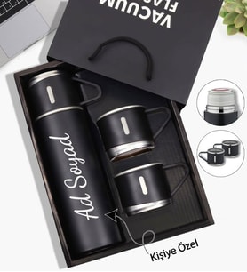Üçlü Bardak Paslanmaz Çelik Termos Seti 500 ML