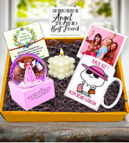 Kişiye Özel Meleğim Kar Küresi & Alem Beybi Görsün Kupa & Bubble Mum Hediye Seti