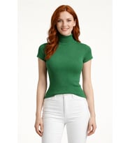 Boğazlı Yarasa Kollu Fitilli Crop Bluz