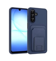 Coverzone Samsung Galaxy A17 ile Uyumlu K?l?f Z-Bikart Kart B�lmeli Standl? Kilif, Deri Dokulu Y�zey, Darbe Emici Kenar Koruma, Arka Kapak Tasar?m? Galaxy A17 kilif Lacivert
