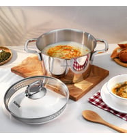 Schafer New Stahl Çelik Tencere 20 Cm 2 Parça-Inox