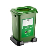 Sıfır Atık Geri Dönüşüm Çöp Kutusu 70 Lt, Yeşil, Cam Atıkları için