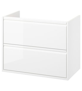 Lavabo Dolabı, Parlak Cila Beyaz, 80x48x63 cm, 2 Çekmeceli